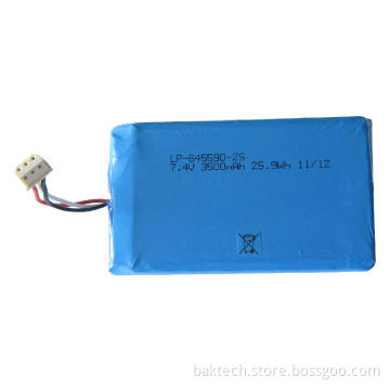 Li-polymer Rechargeable Battery, 7.4V, 3,500mAh with PCB and 10K NTC, Lead-out Wires